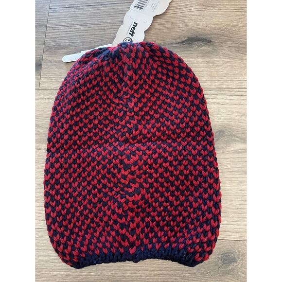 NEFF Cyder Zig Zag Ladies Beanie Hat Cap - One Size - Red/Blue - Picture 4 of 4